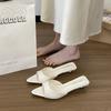 Nuevos Zapatos de Tacón Alto con Punta 2025 Verano Pantuflas Francesas para Mujer con Tacones de Aguja y Puntera Abierta para que las Mujeres los Usen Afuera