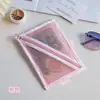 Bolsa de Almacenamiento de Malla de Puntos con Cremallera Diagonal Creativa, Gran Capacidad, Estilo Ins, Neceser Compacto y Portátil, Multifuncional