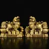 Un par de Pixiu de cobre para la riqueza, Pixiu de latón para atraer la prosperidad, adecuados para la sala de estar, la entrada, la tienda, la decoración de la oficina y como regalo para la inauguración de un negocio