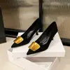Zapatos negros mate esmerilados multicolores de punta con tacón medio para mujer, estilo simple para ir al trabajo y uso diario, zapatos de mujer con suela blanda