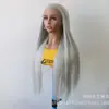 Peluca Moderna Popular para Mujer, Estilo Lindo, Punto de Belleza Plateado-Gris, Cabello Largo Lacio de Tres Puntas, Stock Listo de Fábrica, Mate Alta Temperatura