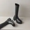 Novas Botas Finas Elásticas de Cano Alto Femininas 2024 Novo Estilo Britânico Solado Grosso Salto Alto Pequeno Grosso Botas de Comércio Exterior