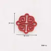 DIY Aleación Electroforesis Rojo Nudo Chino Doble Agujero Flor de Ciruelo Loto Accesorios para Pendientes de Coche Collar Llavero