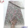 Vestido de Noiva Laminado Totalmente Bordado com Lantejoulas Tecido para Vestido Bordado a Laser Renda com Lantejoulas Nupciais
