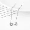 Corazón de Amor Acero de Titanio Dorado 18K Cadena para la Oreja Pendientes Largos Elegantes para Mujer Cadena para la Oreja Larga Elegante de Moda Cara Piel Fina