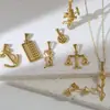 Pingente de Aço Inoxidável Cupido Rosa Libra Barra Haste Âncora Ábaco Pingente Único Aço Titânio Banhado a Ouro 18K