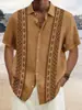 Exportación Europea Nueva Moda Masculina Casual Rayas Estampado Digital Camisa Casual de Manga Corta con Cuello para Hombre