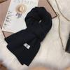 Cachecol Feminino Outono e Inverno Cor Sólida Etiquetagem Tricô Lã Cachecol Coreano-estilo All-match Quente Pequeno Japonês-estilo Coreano Doce Cachecol