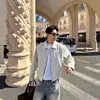 Jaqueta Masculina Uamtor Coreana Outono Estilo Minimalista Harrington Curta Casual Solta Gola Lapela Jaqueta Bomber