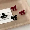 Pendientes de terciopelo burdeos con lazo para otoño e invierno para mujer, blancos elegantes, pendientes elegantes de alta gama, pendientes exquisitos y atmosféricos