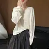 Nuevo suéter de punto de lino de bambú de verano para mujer, manga larga, estilo coreano, bloques de color, rayas, holgado, pullover, camisa protectora solar