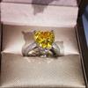 KYZC Anillo Europeo y Americano Micro-incrustado en Forma de Corazón Diamante Rosa Set de Anillo de Compromiso Anillo