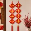 Novo Ano do Bode Pingente Grande Redondo de Madeira de Pessegueiro com Nó Chinês para Sala de Estar, com o Caractere '' para Boa Sorte e Prosperidade, Adequado para Decoração de Inauguração