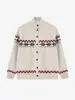 Suéter Fair Isle Estilo Escandinavo Retro para Mujer 2026 Primavera y Otoño Nuevo Cardigan de Punto Grueso Holgado de Cuello Alto Chaqueta para Mujer