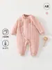 Macacão Acolchoado de Algodão para Outono e Inverno para Bebês, Macacão de Algodão Puro Classe A Protege-Barriga, Macacão Fino de Algodão com Abertura Lateral para Casa, Roupa de Baixo para Engatinhar