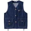 Chaleco vaquero vintage estilo americano para hombre, fino, multibolsillos, sin mangas, de verano, a la moda