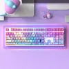 Teclado Mecánico Inalámbrico Bluetooth de Tres Modos 108 Teclas Grabado Lateral Eje Azul Silencioso para Gaming E-Sports Femenino Oficina 75