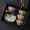 Conjunto de Xícara de Café Estilo Europeu Retrô de Alto Valor em Porcelana Óssea Cerâmica Exportação com Pires Caixa de Presente com Toque de Luxo Presente de Inauguração
