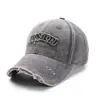 Gorra de Béisbol de Mezclilla Bordada con Letra Vintage Desgastada Unisex Primavera Verano Casual Sombrero para el Sol Tendencia Coreana