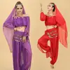 Traje de Danza del Vientre Ropa de Práctica Traje de Danza India Traje de Presentación Pantalones Linterna Conjunto de Tres Piezas Estilo Étnico Desfile