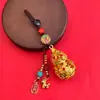 Colgante Tradicional Hecho a Mano con Baño de Oro para Llavero de Coche, Amuleto de Bolsa de Calabaza, Adorno para Cadena de Teléfono, Diseño Hueco, Riqueza Instantánea