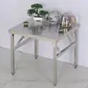 Mesa Plegable de Acero Inoxidable, Puesto Redondo para Barbacoa al Aire Libre, Mesa Redonda Grande para Uso Comercial, Mesa de Comedor para Cafetería