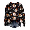 Popular Sudadera Nueva de Otoño e Invierno Transfronteriza Europea y Americana Estampada en 3D para Mujer Navideña Callejera de Moda con Cuello Redondo y Hombro Derecho