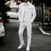 Amazon Transfronterizo Nuevo Traje Casual de Waffle Color Sólido Bolsillo Solapa Botón Chaqueta de Trabajo Pantalones de Trabajo