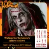 Combinação de Adesivos de Tatuagem com Elementos de Terror de Halloween Transfronteiriços, Maquiagem Assustadora e Engraçada, Estilo Atmosférico Cos Halloween