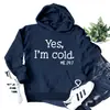 Amazon sí tengo frío yo Letras Casual Dama Nuevo Holgado Sudadera con Capucha Camisa de Manga Larga
