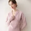 Suave suéter de punto para mujer, estilo old money, cuello en V cruzado, cachemira, otoño e invierno, ajuste ceñido, versátil, top de lana