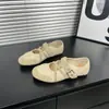 Versión de Cuero Suave~Zapatos Bailarinas Mary Jane de Boca Baja Transpirables para Mujer, Nuevo Estilo de Verano, Modernos, Versátiles, Cómodos, Zapatos de Entrenamiento Alemanes con Suela Suave