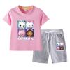 Terno Feminino Verão 2023 Novo Shorts Infantis de Manga Curta Roupas de Duas Peças para Todos os Combinos Roupas Casuais de Verão para Crianças