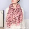 Bufanda Estilo Japonés con Estampado Floral Fresco, Bufanda de Algodón y Lino Hilo de Bali, Uso Diario Juvenil, Chal Bufanda Transparente