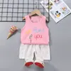 Ropa Infantil 2024 Verano Nuevo Traje Chaleco Infantil Algodón Puro Comercio Exterior Bebé Sin Mangas Shorts Estilo Coreano Ropa para Niños
