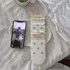 Meias cinzas femininas outono inverno meias de algodão estilo japonês renda meias de cano médio laço sem costura estampa floral borda enrolada meias folgadas