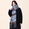 Bufanda Bolso de Mohair a Cuadros de Alta Gama Estilo Coreano, Engrosada para Otoño e Invierno, Cálida y Versátil, Chal para Pareja