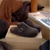 Sapatos Fechados Casuais de Lã Estilo Coreano Outono/Inverno Quentes Retrô Sapatos de Pelo Chinelos Uso Externo Feminino Slip-On Solado Grosso
