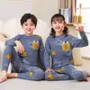 Conjunto de Ropa Interior Térmica de Algodón de Otoño para Niños, Ropa Interior Térmica de Cuello Medio para Niñas, Suéter 100% Algodón para Niños, Capa Base Cálida Pijama de Invierno