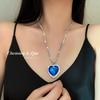 Moda Europea y Americana en Joyería Corazón del Océano para Mujer Forma de Corazón Completo en Diamante Versátil Colgante de Gota de Agua Collar para Mujer Fabricante Venta al por Mayor