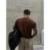 Camiseta Masculina Cinza Gola Redonda Manga Curta Estilo Americano Durão Fitness Esportes Casual Amiga da Pele Respirável Camiseta Básica Casual Top