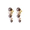 Pendientes de plata con forma de media luna y perlas blancas y negras, modernos y combinables, ligeros, lujosos y elegantes, de alta gama.