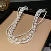 Collar de Perlas de Vidrio Multicapa Transfronterizo Europeo y Americano Cadena para Clavícula de Lujo Ligero Gama Alta Temperamento Retro Versátil