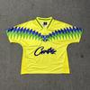 Camiseta Esportiva Casual de Rua com Bloqueio de Cores, Bordada, Manga Curta, Estilo Clube de Futebol