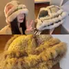 Chapéu de pescador de pele de coelho colorido feminino outono e inverno chapéu de lã de malha feito à mão chapéu de lã quente rosto mostrando pequeno chapéu de lã