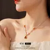 Collar con Colgante de Calabaza, Perla de Agua Dulce de Cristal, Nuevo Estilo Chino, Cadena Versátil para Clavícula, Lujo Ligero, Collar Retro de Gama Alta para Mujer