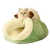 Cama para gato de invierno cálida casa cerrada para gato tienda casa para gato nido con sentido de seguridad invierno todas las estaciones universal casa para perro de invierno