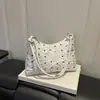 Bolsa de ombro/axila feminina 2026 estilo coreano, plissada, grande capacidade, nova, da moda, com letra e laço, estilosa