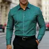 Camisa de Manga Larga Rayada Casual de Negocios para Hombre Nueva Camisa Elástica en Cuatro Direcciones