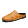 Zapatos de Cuero de Media Caña 2025 Zapatos Tipo Gorro de Verano para Hombres Jóvenes Zapatos Casuales de Cuero Negro para Hombres Estilo Coreano Zapatos de Cuero para Conducir Perezosos